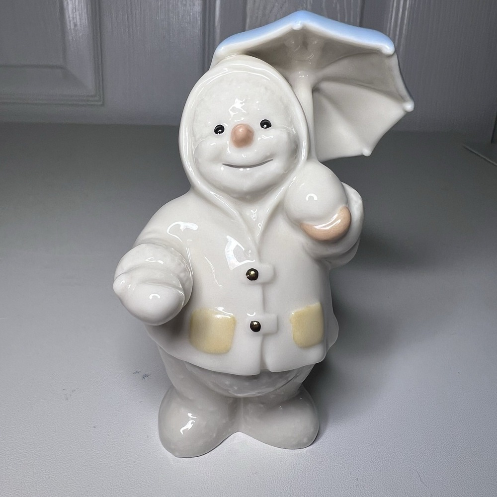 Vtg Lenox 2000 12 Months of Snowmen "April Showers" Umbrella Snowman